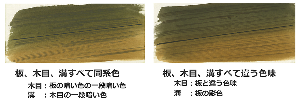 木目と溝の色の使い分け