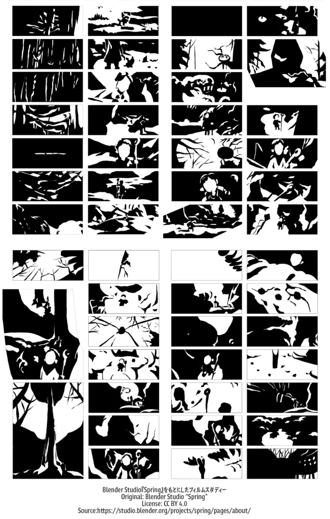 白黒2色で描いたフィルムスタディーの作例一覧