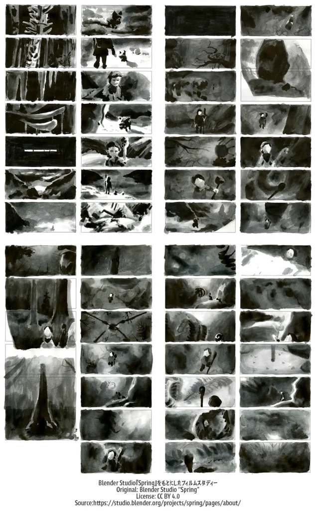 筆ペンと水筆で描いたフィルムスタディーの作例一覧